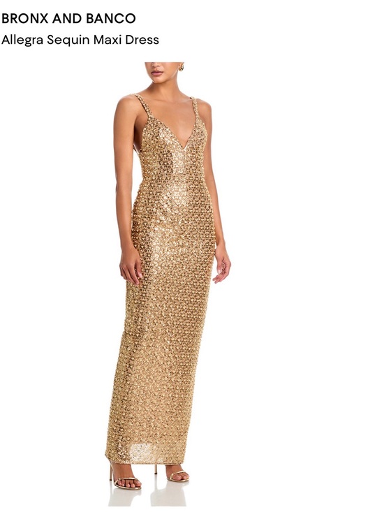Bronx and Banco Dresses & Skirts - Bronx and Banco Gold Sequin V-Neck Maxi Dress